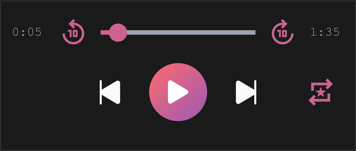 Player controls showing the loop button